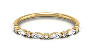 Anillo de Boda de Oro Amarillo Sólido de 14k con 5 Diamantes Redondos y 6 Marquise Cultivados en Laboratorio, Corte Excelente, para Mujer - Product Image 2