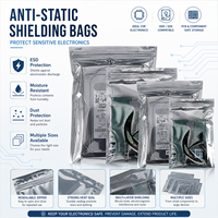 Sac antistatique pour électronique, fermeture éclair, protection contre l'humidité, pour blindage ESD, imprimé en gravure, argent transparent, 25x20 203x254mm