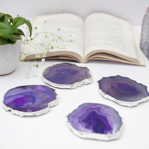 Agate <b>Coaster</b> - Wholesale Natural <b>Green</b> Agate Drink <b>Coasters</b> with Silver Edge Bulk Semi-Precious Stone Crafts <b>Coaster</b> - Product Image 2