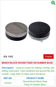 Stainless Steel Bench Block Round Fixed on Rubber Base GS 10C for Jewelry Tools - Product Image 2