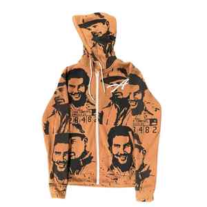 Sudadera con Capucha Personalizada de Alta Calidad, 400 GSM, Algodón, Estampado de Leopardo y Guepardo, Cierre de Cremallera, Estilo Vintage, Lavado Ácido, para Hombre - Product Image 5