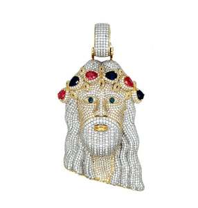 Colgante de moissanita personalizado VVS, colgante de Jesús de oro de 14 quilates para hombres, collar de fiesta de Hip Hop con estilo, regalo, colgantes y dijes personalizados - Product Image 1