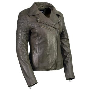 Por encargo de alta calidad suave Moto Mujeres Chaqueta de cuero de fábrica al por mayor Señoras Biker Cinturón Chaqueta de cuero - Product Image 1