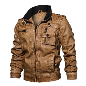 <b>Men</b> Premium Leather <b>Jacket</b> Slim Fit Moto Biker Coat Genuine <b>Sheepskin</b> Winter Streetwear Fashion Outerwear - Product Image 2