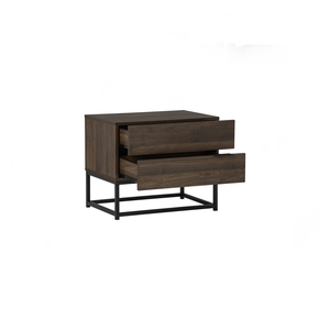 Functional 2-Drawer Metal Frame CAPRI Side <b>Table</b> for Modern Apartment Storage and Wide <b>Walnut</b> Colour Nightstand for Bedroom - Product Image 5