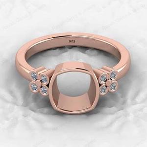 Haute qualité 925 argent Sterling plaqué or 8x8mm coussin CZ Semi montage blanc lunette réglage anneau bon composant de bijoux fins - Product Image 2