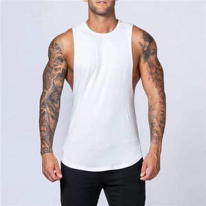 Último modelo de camiseta sin mangas para hombre con corte redondeado en la parte inferior, personalizada, a precio económico, de la mejor calidad, para fitness, con estampado. - Product Image 6