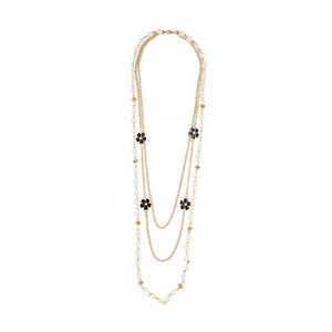 สร้อยคอฟิวชั่นเคลือบทองมุกสีขาวหลายสาย-1107017 - Product Image 1