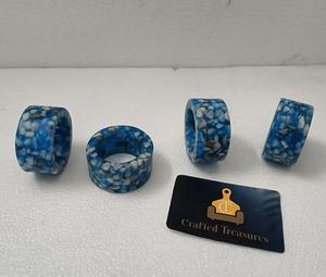 Direct Factory Napkin Ring Natural <b>Stone</b> Terrazzo Embedded Epoxy <b>Resin</b> Wedding Table Decoration Napkin Ring Holder At best Price - Product Image 3