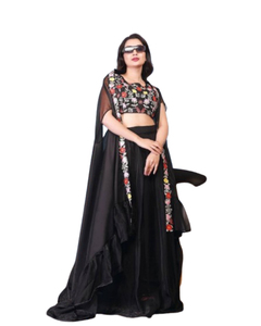 ชุดสูทปักลายดอกแบบอินเดียสำหรับผู้หญิงชุดยาวคลุมเข่าใส่สบายไม่เหมือนใครสำหรับงานปาร์ตี้แบบพิเศษ - Product Image 1