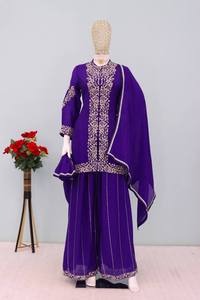 Elegante traje indio Georgette bordado Salwar con trabajo aburrido | Ropa de fiesta y boda | Exportación de alta calidad de la India - Product Image 5