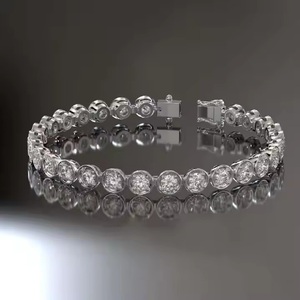Classic 14K Gold Tennis Bracelet Dainty <b>Wedding</b> Jewelry with Moissanite and Diamond Perfect Party <b>Gift</b> - Product Image 6