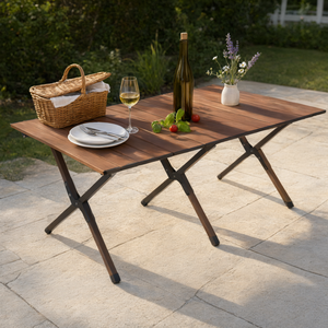 Mesa de Camping Plegable Ligera de Acero al Carbono para Cocina al Aire Libre, Picnic, Playa - 90 x 60 x 45 cm - Product Image 3