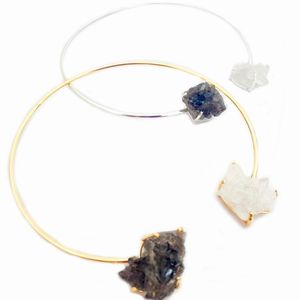 Gargantilla de racimo de cristal Smokey con cadena de cuerda Joyería de latón personalizable con opciones de piedra - Product Image 1