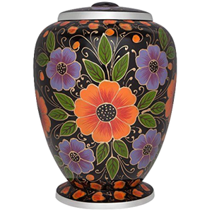 Urnas de cremación de aluminio para adultos de alta calidad con pegatina de flores Urnas funerarias de metal de estilo moderno para cenizas humanas - Product Image 1