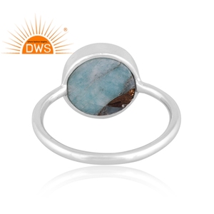 Best Selling Fine Sterling <b>Silver</b> Natural Mojave Copper Amazonite Gemstone Stackable <b>Ring</b> Custom Jewelry Manufacturer - Product Image 3