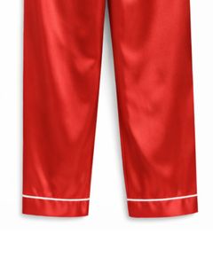 Conjunto de Pijama de Seda Satén Rojo Brillante para Mujer, Fabricante, Botones, Manga Larga, Ropa de Dormir de Lujo, Suave y Lisa, Ropa de Estar por Casa - Product Image 6