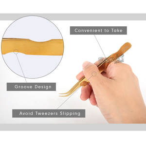 แหนบต่อขนตาสแตนเลสสีทองแหนบปลายสายไฟเบอร์ - Product Image 6