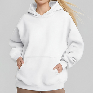 Sweat-shirts à capuche tricotés surdimensionnés pour femmes, hiver, logo personnalisé sur le devant, 100% coton, écologiques, anti-boulochage, respirants, OEM - Product Image 6