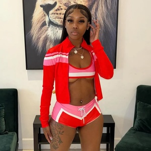 Bán Buôn Ba Mảnh Biker Quần Short Phù Hợp Với Cắt Áo Khoác Bên Trong Hàng Đầu Và Quần Short Bộ Phụ Nữ Loungewear Bộ Rts Nhà Cung Cấp - Product Image 4