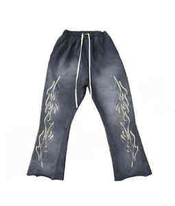 Lightweight Acid Wash Fleece Jogger Sweatpants Black Stone Elastic Waist Men's Casual Style Women's Fit Flat OEM Service - Product Image 6