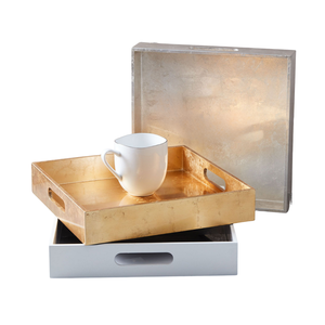 Plateau de service laqué le plus vendu avec une finition feuille d'or et d'argent Plateau décoratif élégant pour la décoration d'hôtel à la maison du Vietnam - Product Image 1