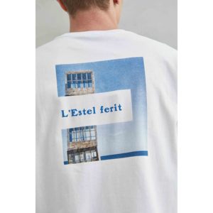 Unisex 100% oversize cotone bianco t-shirt Lestel Ferit Design con architettura barcellona stile donna - Product Image 2