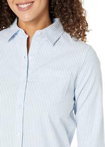 Vente chaude respirant femmes chemises habillées personnalisé Slim Fit boutons plaine manches longues solide motif vêtements d'été chemises - Product Image 2