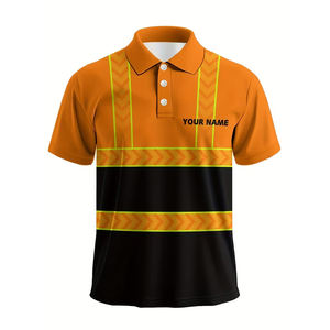 Chemises polo personnalisées à bandes réfléchissantes, polos bicolores haute visibilité pour hommes, chemises à manches longues avec logo personnalisé, polos respirants - Product Image 5