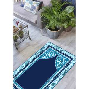 Alfombra de Oración Azul: Decoración para Mezquita Islámica, Regalo Espiritual, Alfombra Delgada de Tela No Tejida - Product Image 3