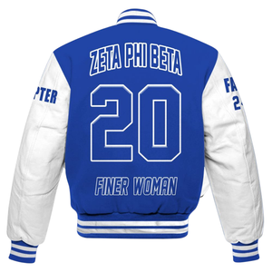 Zeta phi เสื้อแจ็กเก็ต1920ก่อตั้งสโมสรสีน้ำเงินขาวขาว zpb Greek Life chenille Patch Gear - Product Image 5