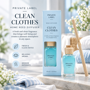 Diffuseur de parfum pour vêtements Clean Clothes en flacon de 45 ml, marque privée |   Parfum d'ambiance frais et propre pour la maison |   Fabricant OEM Espagne - Product Image 2
