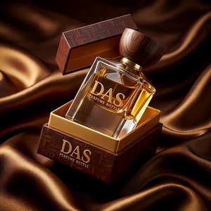 Flacon de parfum carré de luxe en soie de qualité supérieure de 50 ml avec boîte en bois pour marque de parfum haut de gamme - Product Image 1