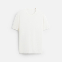 Camiseta de punto fluida de manga corta con cuello redondo para hombre, mezcla de viscosa/poliamida, transpirable, con acabado lavado, estilo casual