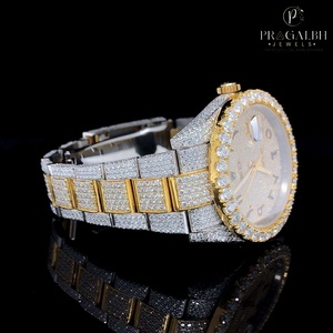 นาฬิกาผู้ชายประดับเพชร VVS ทันสมัยหน้าปัด41มม. ชุบทองสีขาวสีเหลืองทองหรูหราหน้าปัดอาหรับสแตนเลสของขวัญทางธุรกิจสำหรับเขา - Product Image 4