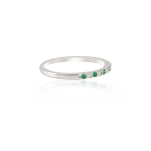 Tendencia de lujo de la mejor calidad hecho a mano Esmeralda natural y diamante anillo de banda delgada 18K joyería de oro amarillo sólido para mujer - Product Image 6