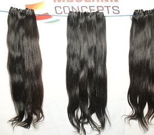 วิกผมแท้100% ยาวสีดำเป็นลอนตรงยาวเรียงเหมือนผมมนุษย์เนื้อผ้าทอสองชั้น - Product Image 5
