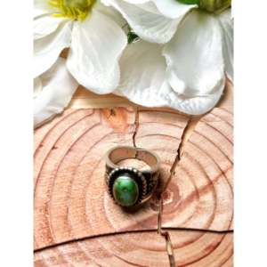 Daniel Benally Sonoran Mountain Turquoise & Sterling <b>Silver</b> Bezel <b>Set</b> <b>Ring</b> Size 8 Gift - Product Image 4