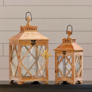 Linterna de diseño creativo, linterna de vela de madera con perilla de acero inoxidable, tarro de vela único y soporte para sala de estar, cama, decoración de habitación - Product Image 3