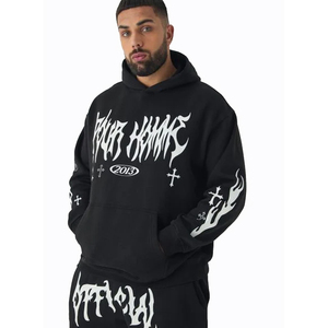 Custom Baggy Mens Track Suit Oversized Loose Fit Sudadera con capucha de dos piezas y Joggers Proveedor al por mayor para la moda - Product Image 6