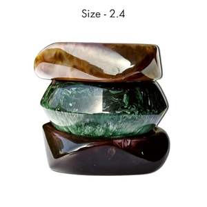 ชุดกำไลข้อมือเรซิ่นแก้วทอมือ UnfoldSelf กันน้ำ สีน้ำตาล/เขียว แฟชั่นโดดเด่นสำหรับงานแต่งงาน สำหรับผู้หญิง/เด็กผู้หญิง - Product Image 2