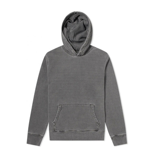 Sweat à capuche en molleton 100 % coton premium pour homme, délavé à l'acide, imprimé numériquement, confortable, respirant, coupe ample, brodé, idéal automne-hiver - Product Image 1