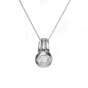 Collier pendentif en argent 925 avec pierre naturelle, taille brillant, serti clos, fait main, chaîne serpent plaquée argent, bijoux classiques pour femme - Product Image 2