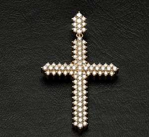 Pendentif croix pyramidale en or jaune 14 carats personnalisé Nouveau Hip Hop Diamant simulé taille princesse Moissanite principale en argent 925 - Product Image 1