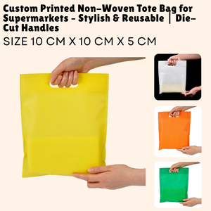 Bolsa de mano no tejida impresa personalizada para supermercados elegante y reutilizable | Asas troqueladas - Product Image 1