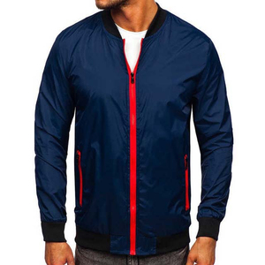 Chaqueta de satén de béisbol con bordado de satén personalizado para hombre, chaquetas ajustadas con cremallera impermeable de poliéster con letras para hombre, servicio OEM - Product Image 1
