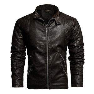 Blouson de moto brodé en cuir PU avec fermeture éclair Blouson d'aviateur imperméable pour hommes personnalisé - Product Image 6