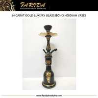 Nouveauté 2025 – Meilleure Qualité – Vase à Chicha Bohème en Verre Laqué Luxe Or Égyptien 24 Carats – Chicha Farida 30cm – Design Unique et Miniature