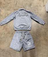 Ensemble de survêtement coupe-vent imprimé à séchage rapide pour homme avec capuche zippée, idéal pour l'entraînement et le jogging, personnalisable avec logo, en coton, pour adultes, été, OEM
