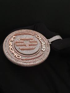 Custom Round Rotating <b>Initial</b> <b>Pendant</b> 925 Sterling <b>Silver</b> Fully Iced Moissanite Hip Hop Jewelry - Product Image 2